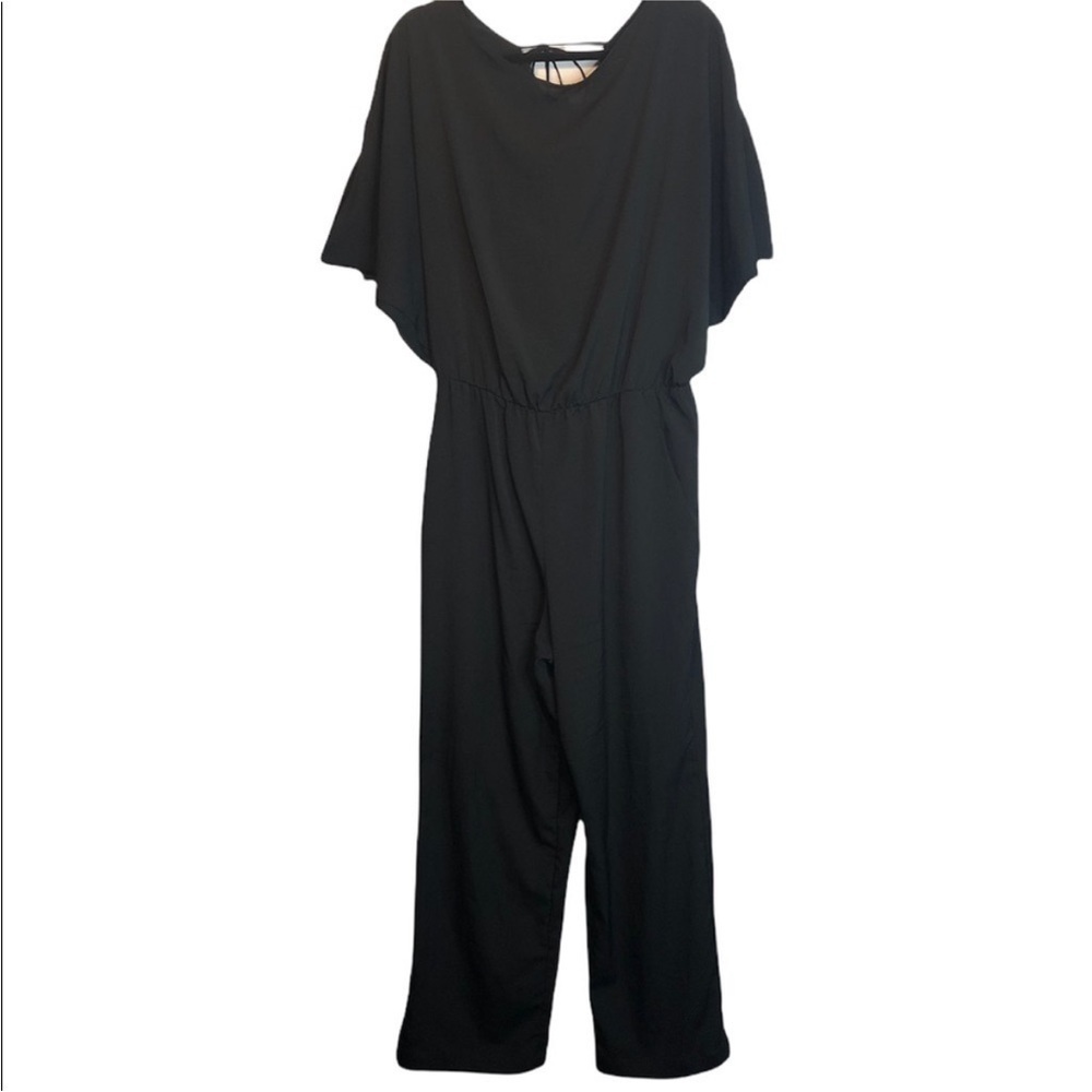 H by Halston Black Batwing Jumpsuit Sz Small